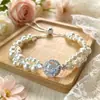 Pulseira de Zircônia Rosa e Pérola Swarovski, Pulseira Envolvente Ajustável e Estilosa, Exquisita e Versátil, Joias de Luxo Atacado