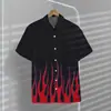 Camisa holgada de verano para hombre, nueva moda, con estampado de tatuaje digital 3D, solapa, estilo europeo y americano, manga corta