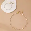 Cadena de Clavícula de Perlas Irregulares Transfronteriza Europea y Americana, Collar con Cuentas de Acero Inoxidable, Collar Minimalista de Moda para Mujer