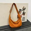 Bolsa de Lona Casual Simples Leve Estilo Japonês Feminina Grande Capacidade Transversal de Alça Larga Versátil Tendência Bolsa Meia-Lua Bolinho Novo Estilo