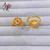 Anel Dourado Estilo Loja de Ouro Areia Dourada Flor Antiga Design de Nicho Anel Luz Luxo Moda Aberto Versátil Joia
