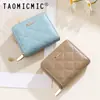Cartera corta acolchada con cremallera para mujer, de moda transfronteriza, monedero independiente, tarjetero para billetes grandes, bolso de mano plateado