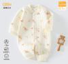 2024 Ropa de una pieza cálida de algodón puro para bebé recién nacido, estilo otoño e invierno, sin costuras, de tres capas, linda y adorable