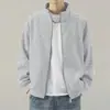 Chaqueta cárdigan para hombre, nuevo estilo otoño 2026, sudadera con cuello alto, chaqueta casual con cremallera de ajuste holgado para jóvenes, primavera y otoño