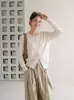 Cárdigan de punto de seda de hielo simple estilo coreano para mujer, adecuado para principios de otoño, casual y para ir al trabajo, ligero, protector solar, top tipo camisa para aire acondicionado