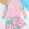 Traje de baño para niñas Falda dividida Dos piezas Cubre abdomen Delgado Empalme de color Niños medianos y grandes Casual Dibujos animados Bañador para aguas termales