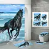 Amazon Comercio Electrónico Transfronterizo Más Vendido Impresión Digital de Alta Definición 3D Cortina de Ducha de Poliéster Impermeable Animal Caballo Venta Directa de Fábrica