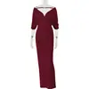 Amazon Transfronterizo 2026 Verano Nuevo Estilo Simple de Lujo Ligero Diseño de Chal Plisado Vestido de Manga Larga Color Sólido para Mujer