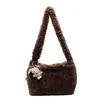Bolsa de pelúcia fofa para mulheres, tendência outono/inverno 2026 novo estilo, bolsa tote felpuda, bolsa de ombro, bolsa transversal