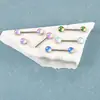 E-commerce Transfronteiriço Novo Filme Glitter Gota de Óleo Mamilo Aço Inoxidável Joia de Piercing Iridescente Gradiente Plug Pino Anel de Mamilo