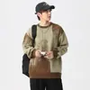 Suéter de cuello redondo de jacquard nuevo y cálido de invierno para hombre, suéter holgado de talla grande estilo japonés retro que combina con todo, moderno