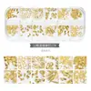 Accesorios para Uñas Tachuelas Metálicas Huecas Estilo Japonés Rhinestones de Colores con Base Plana Caja de Tiras Largas Set Mixto para Uñas Set Completo