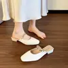 Sandálias Preguiçosas Estilo Francês de Salto Grosso, Sapatos Mule com Bico Fechado, Meia-Chinelo de Verão com Bico Quadrado para Uso Externo, Ultra-Macio
