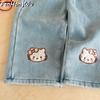 ¡En stock!!! Ropa de Invierno para Niños Jeans de Retazos de Encaje con Forro Polar y Pantalones Anchos Gruesos para Niños Modernos y de Moda Transfronterizo