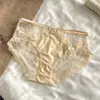 Nuevas Bragas Sexy de Encaje para Mujer Verano Ajustadas al Cuerpo de Encaje de Cintura Media Huecas con Lazo Chica Pura Deseo Braguitas Triángulo