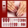 Nuevas Uñas Portátiles de Boutique Copo de Nieve Navideño Rayas Rojas y Blancas Arte de Uñas Transfronterizo Estilo Europeo y Americano Uñas Portátiles