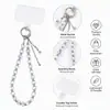 Colgante de cadena para teléfono de cristal cuadrado, de alta gama y a la moda, cadena de mano hecha a mano con cuentas, accesorio para funda de teléfono, cordón para teléfono