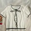 Camiseta Básica Tricotada Moderna e Estilosa para Mulheres 2022 Novo Top de Design de Moda Coreana Primavera e Verão