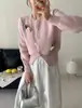 Cárdigan de Punto con Diseño de Flor Estéreo para Mujer Otoño e Invierno 2025 Nuevo Suéter Chaqueta Suave y Dulce de Terciopelo Imitación de Visón