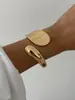 Pulseira Europeia e Americana Transfronteiriça Moda Multifacetada Curva Lisa Dourada Aberta Ajustável Desalinhada Irregular