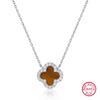 Collar de Plata 925 para Mujer, Gargantilla Versátil de Lujo Ligero con Trébol de Cuatro Hojas y Colgante de Nácar, Cadena, Joyería de Plata Pura al por Mayor para Exportación