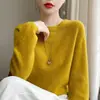 Nuevo estilo, corte relajado, transfronterizo, tejido de siete agujas, suéter de cuello redondo para mujer, top de punto, listo para usar, suave y amigable con la piel, corte holgado y cómodo para el invierno