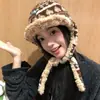 Nuevo Gorro de Felpa Gruesa Estilo Fair Isle tipo Lei Feng para Mujer, Gorro Cálido para Ciclismo de Invierno con Protección para los Oídos, Gorro de Piloto con Correa Adelgazante