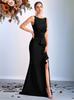 Saia Longa Europeia e Americana Transfronteiriça Intelectual e Elegante Moda Cintura com Design Pregueado Vestido de Festa Vestido Feminino de Alta Qualidade