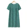 Camisón de Algodón y Seda de Manga Corta para Mujeres de Mediana Edad y Mayores, Estilo Nuevo de Verano, Pijama Delgado, Vestido Holgado para el Hogar de Mamá, Verano