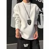 Camiseta de Manga Larga Color Sólido Engrosada Pesada Transfronteriza Estilo Americano Camisa de Capa Base de Felpa Doble Cara Estilo Otoño/Invierno para Hombre Sudadera con Cuello Semi-Alto