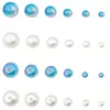 Cuentas Sueltas de Color Gradiente Iridiscente ABS de Alto Brillo Blanco Lechoso Imitación Perla para Manualidades DIY con Agujeros, Cuentas Espaciadoras, Accesorios para Joyería
