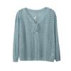 Suéter de Tricô Inno Feminino Plus Size com Decote V e Recortes, Novo Estilo de Verão, Estilo Preguiçoso, Cardigã Solto e Versátil 132054