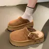Pantuflas peludas estilo Birkenstock de suela gruesa para mujer, nueva colección otoño/invierno 2026, botines sin cordones con forro de felpa y diseño de punta cerrada
