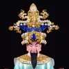 Estatua Divina de Anciana Negra Hu Sanyei Taonai Corona de Fénix Abuela de Taishan Niangniang Guanyin Estatua de Buda Tocado Corona de Cabeza Sombrero