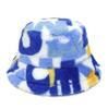 Chapéu de Pelúcia Colorido com Letras, Chapéu de Pescador, Chapéu Bucket Quente para Outono e Inverno