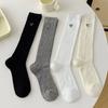 Calcetines de ballet para mujer, finos, de verano, estilo coreano, de malla, transpirables, con lazo bordado, de media caña.