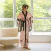 Muffy Rosa Estampa de Leopardo Renda Splicing Camisola Longa com Cadarço Robe de Casa Roupas Elegantes para Casa Femininas 943