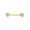 Comercio Electrónico Transfronterizo Europeo y Americano Zircón Corazón Acero Inoxidable Barra Recta Anillo para Pezón Doble Corazón Joyería para Piercing en el Pecho Venta al por Mayor