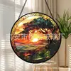 Colgante de Cristal de Colores Árbol al Atardecer Transfronterizo Decoración de Vidrio para el Hogar Decoración de Ventana Atrapasoles para el Jardín