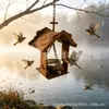 Casa de Passarinho Pendurada Estilo Rústico Transfronteiriça Alimentador de Pássaros Artesanato de Ferro Ornamento Decoração de Jardim