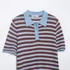 Para Comercio Exterior Europeo y Americano Transfronterizo Ropa de Mujer Aliexpress Más Vendida Verano Casual Versátil Manga Corta Rayas Tejido Camisa