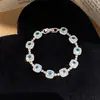 Brilhos de Sal Marinho~Pulseira Geométrica de Zircônia Fresca e Minimalista, Joia Feminina Versátil de Moda de Alto Padrão