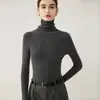 Nueva capa base de punto de cuello alto para otoño e invierno para mujer, corte ajustado, fina, suéter de cachemira, suéter de cuello alto versátil