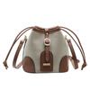 Bolso Cubo de Color Contrastante Verano Nuevo de Moda Europeo y Americano Bolso de Hombro Lona Costura Estilo Coreano Popular Bolso Cruzado