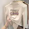 Camiseta base de doble cara con forro polar para niñas, manga larga para otoño e invierno con cuello medio alto, cálida y adecuada para usar en capas