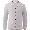 Suéter Cardigan Novo Transfronteiriço 2026, Estilo Casual Preguiçoso Retro Americano, Tricô com Gola Reversível, Jaqueta Masculina de Cor Sólida