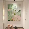 Pintura decorativa para sala de estar estilo crema nórdico con plantas y flores en verde, nuevo modelo 2026, adecuada para dormitorio, comedor, casa de huéspedes y entrada