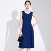 Atacado Verão Gola Redonda Sem Mangas Novo Estilo Vestido Colete Slim Fit Emagrecedor Moda para o Trabalho Vestido Base Feminino de Comprimento Médio