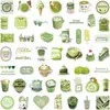 50 Hojas Doble Cara Estilo INS Lindas Pegatinas de Chica Matcha Graffiti Artístico Decoración para Botellas de Agua Refrigeradores Agendas Pegatinas PET