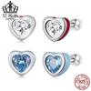 Efule Pendientes de Moda Europeos y Americanos Más Vendidos de Plata de Ley s925 Forma de Corazón Simple Forma de Corazón Circona Forma de Gota de Aceite Pendientes Pendientes